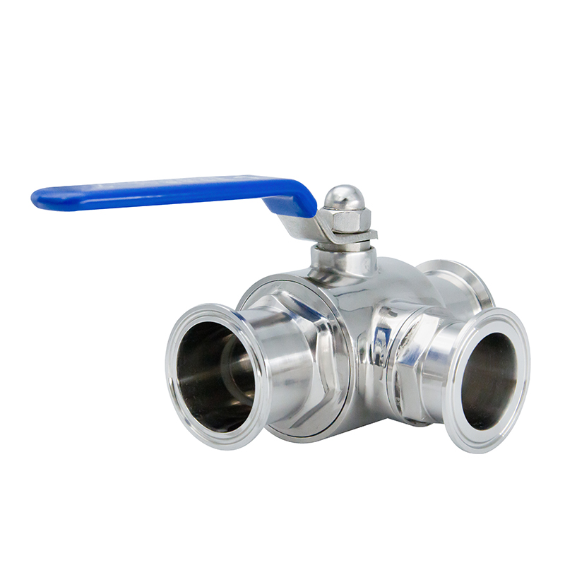 Stainless Steel Sanitary Three Way Tri Clamped T Type Ball Valve for Food Processing