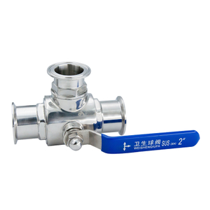 Stainless Steel Hygienic Sanitary Three Way Ball Valve with Clamp End for food dairy pharmacy