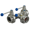 Stainless Steel AISI304 Sanitary Manual Three-way Butterfly Valves 